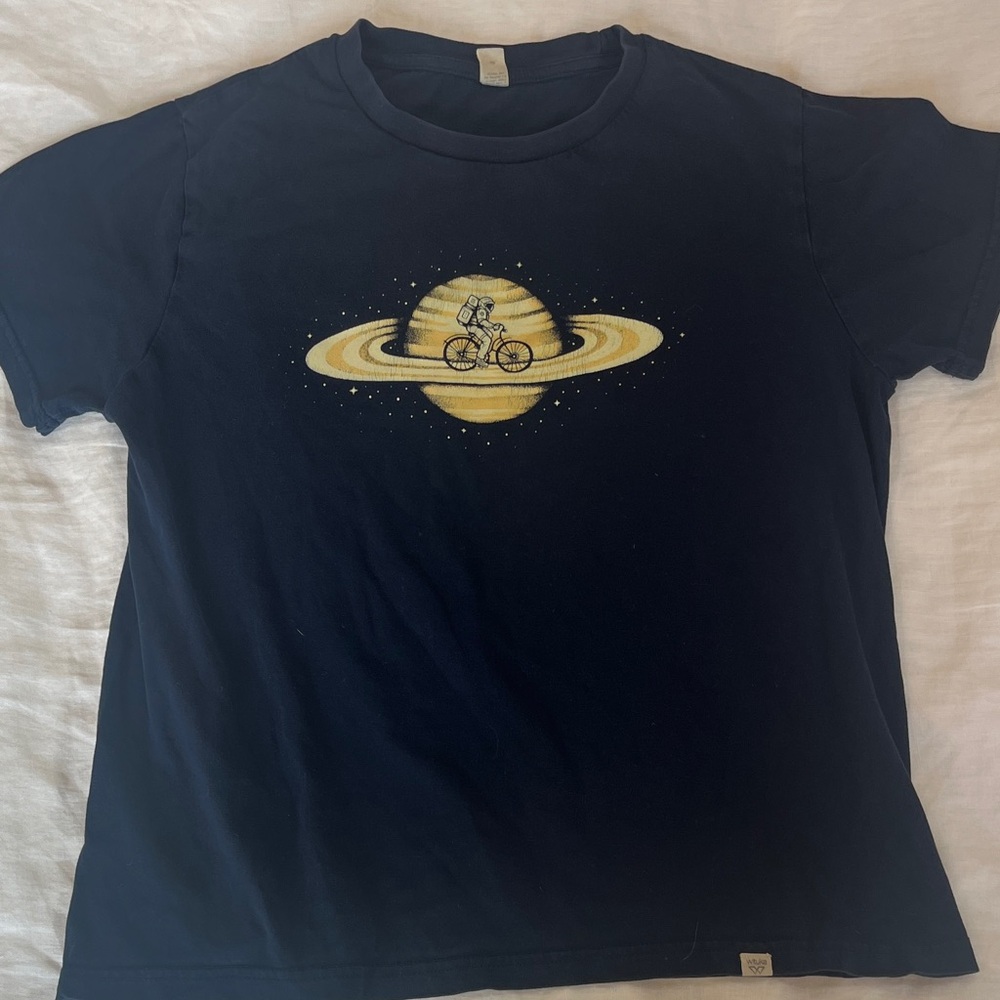 Navy Blue Kids Shirt with Saturn Print